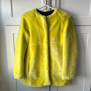 Zara Bright Neon Yellow Faux Fur Jacket